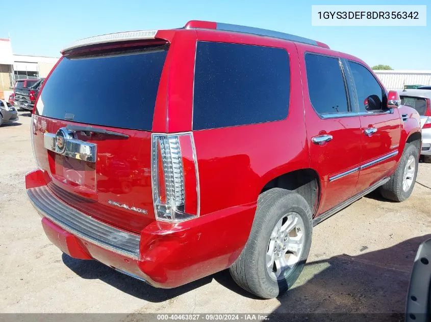 2013 Cadillac Escalade Platinum Edition VIN: 1GYS3DEF8DR356342 Lot: 40463827