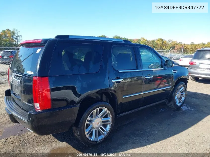 2013 Cadillac Escalade Platinum Edition VIN: 1GYS4DEF3DR347772 Lot: 40670156