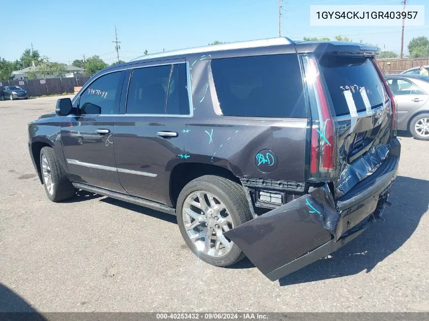 2016 Cadillac Escalade Premium Collection VIN: 1GYS4CKJ1GR403957 Lot: 40253432