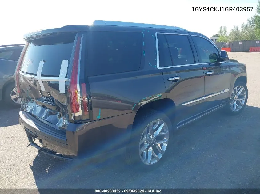 2016 Cadillac Escalade Premium Collection VIN: 1GYS4CKJ1GR403957 Lot: 40253432