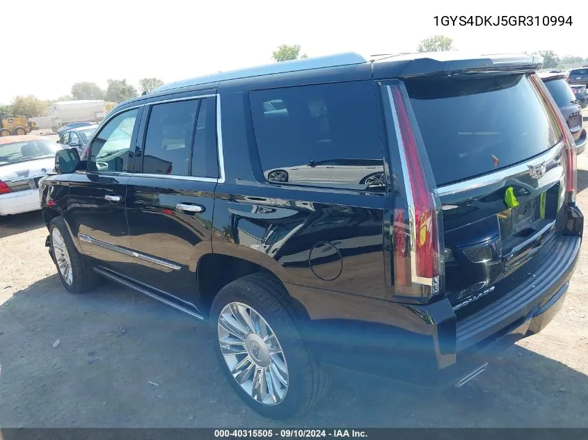 2016 Cadillac Escalade Platinum VIN: 1GYS4DKJ5GR310994 Lot: 40315505