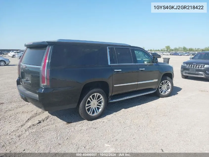 1GYS4GKJ2GR218422 2016 Cadillac Escalade Esv Standard