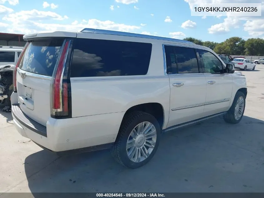 2017 Cadillac Escalade Esv Platinum VIN: 1GYS4KKJXHR240236 Lot: 40254545