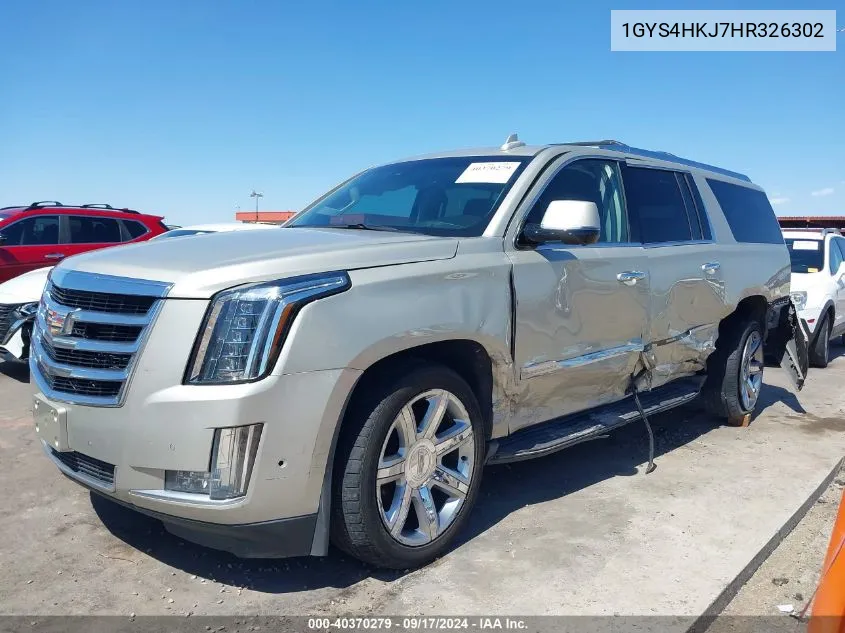 2017 Cadillac Escalade Esv Luxury VIN: 1GYS4HKJ7HR326302 Lot: 40370279