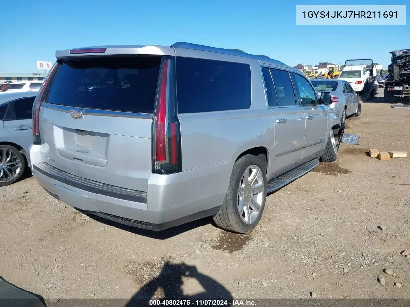 1GYS4JKJ7HR211691 2017 Cadillac Escalade Esv Premium Luxury