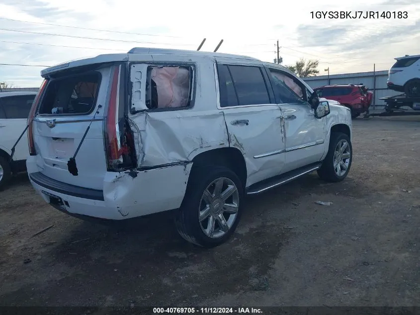 2018 Cadillac Escalade Luxury VIN: 1GYS3BKJ7JR140183 Lot: 40769705