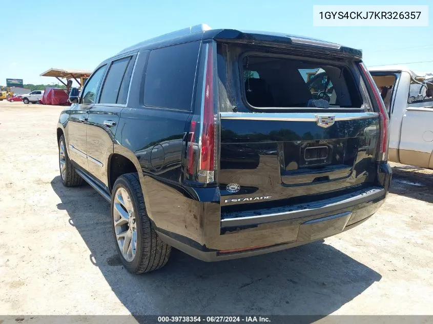 2019 Cadillac Escalade Premium Luxury VIN: 1GYS4CKJ7KR326357 Lot: 39738354