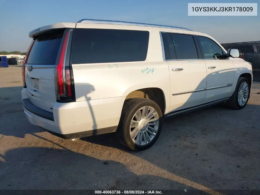 1GYS3KKJ3KR178009 2019 Cadillac Escalade Esv Platinum