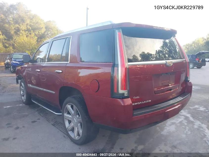 2019 Cadillac Escalade Premium Luxury VIN: 1GYS4CKJ0KR229789 Lot: 40434443