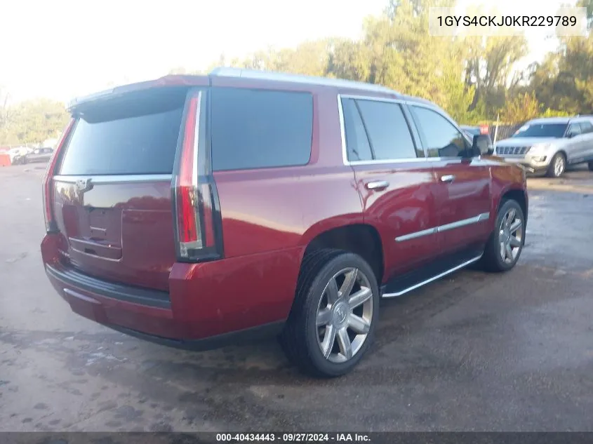 1GYS4CKJ0KR229789 2019 Cadillac Escalade Premium Luxury