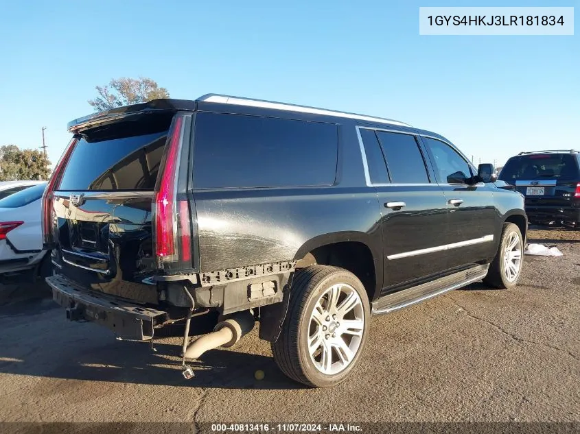 2020 Cadillac Escalade Esv 4Wd Luxury VIN: 1GYS4HKJ3LR181834 Lot: 40813416