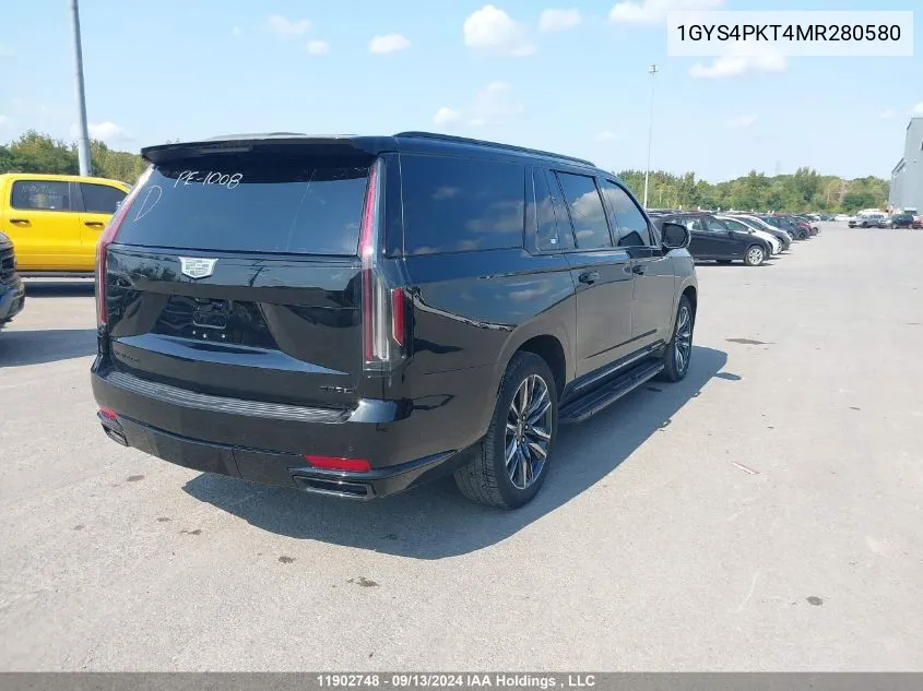 2021 Cadillac Escalade Esv VIN: 1GYS4PKT4MR280580 Lot: 11902748