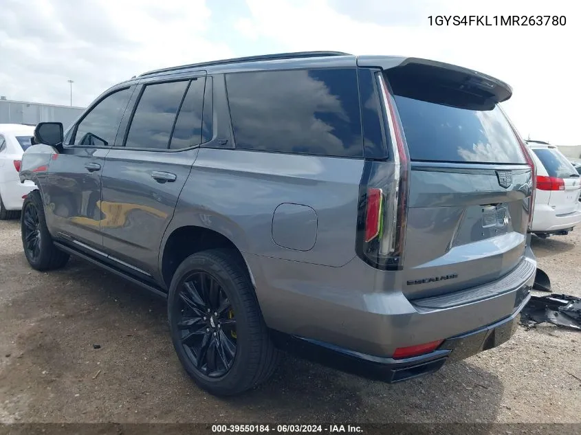 2021 Cadillac Escalade 4Wd Sport VIN: 1GYS4FKL1MR263780 Lot: 39550184