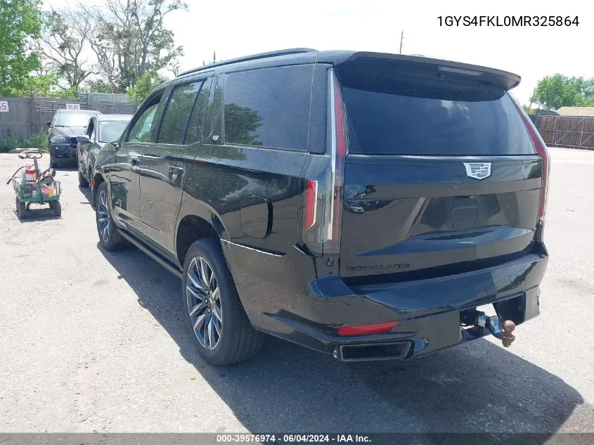 2021 Cadillac Escalade 4Wd Sport VIN: 1GYS4FKL0MR325864 Lot: 39576974