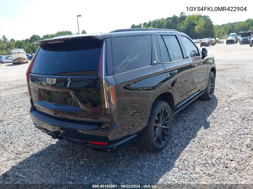 2021 Cadillac Escalade 4Wd Sport VIN: 1GYS4FKL0MR422904 Lot: 40152061