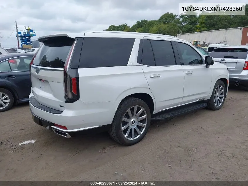 2021 Cadillac Escalade 4Wd Premium Luxury Platinum VIN: 1GYS4DKLXMR428360 Lot: 40290671