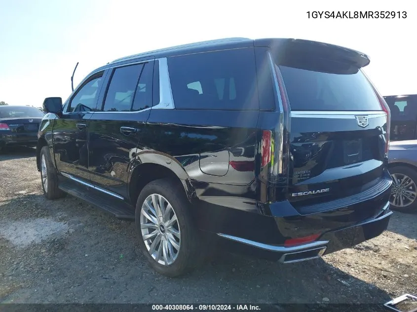 1GYS4AKL8MR352913 2021 Cadillac Escalade 4Wd Luxury