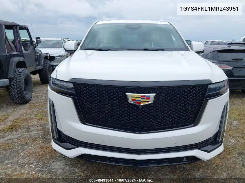 2021 Cadillac Escalade Sport VIN: 1GYS4FKL1MR243951 Lot: 40493641