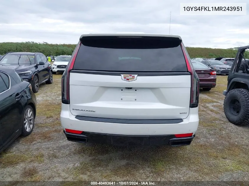 2021 Cadillac Escalade Sport VIN: 1GYS4FKL1MR243951 Lot: 40493641