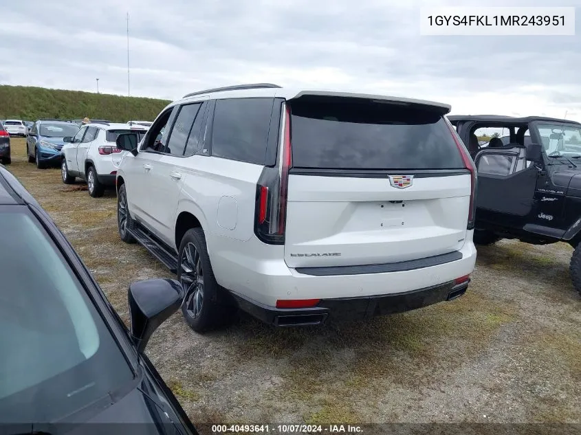 2021 Cadillac Escalade Sport VIN: 1GYS4FKL1MR243951 Lot: 40493641