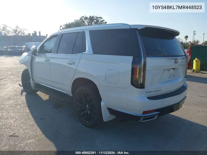 2021 Cadillac Escalade 4Wd Premium Luxury VIN: 1GYS4BKL7MR448523 Lot: 40852381