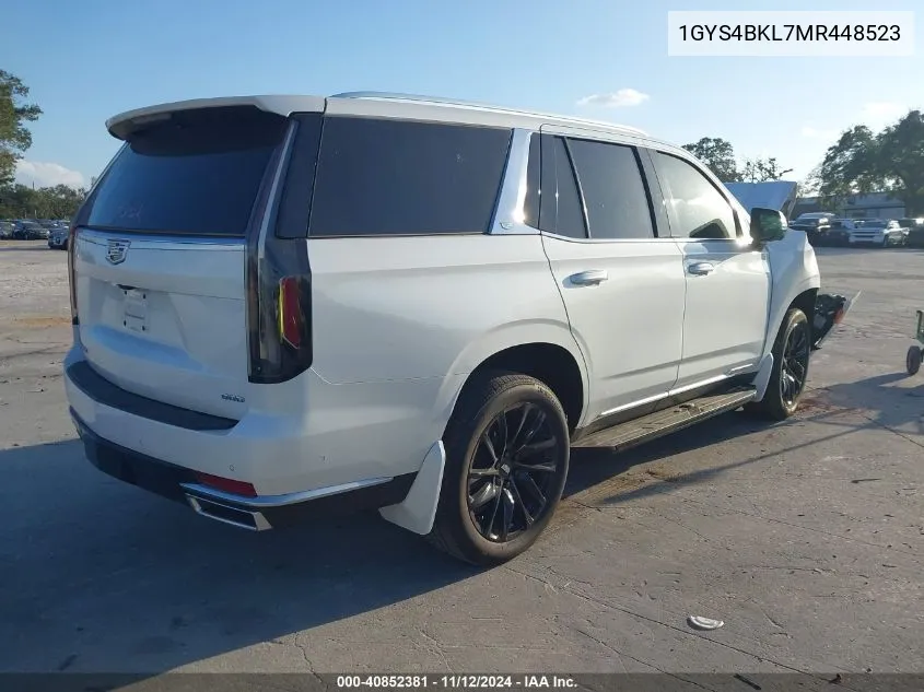 2021 Cadillac Escalade 4Wd Premium Luxury VIN: 1GYS4BKL7MR448523 Lot: 40852381