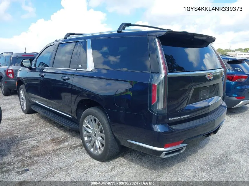 2022 Cadillac Escalade Esv 4Wd Premium Luxury VIN: 1GYS4KKL4NR339373 Lot: 40474699