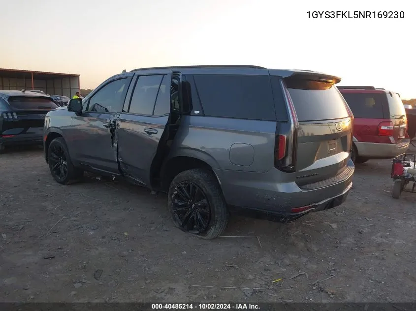 1GYS3FKL5NR169230 2022 Cadillac Escalade 2Wd Sport