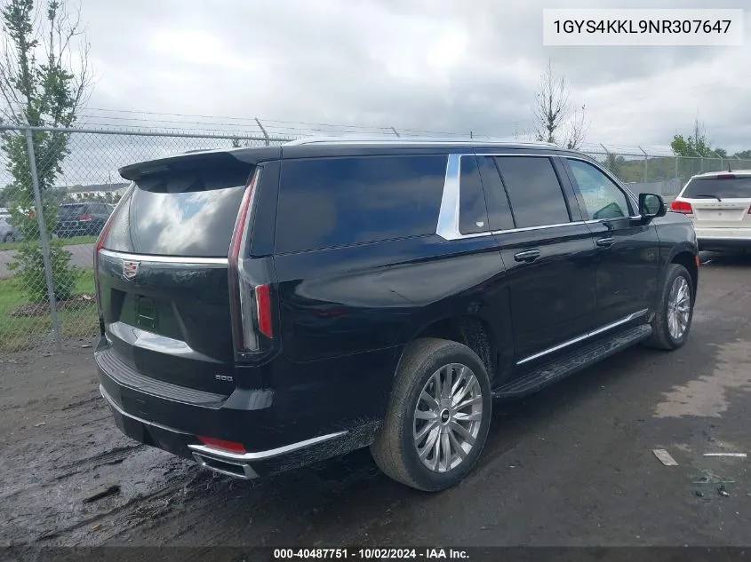 1GYS4KKL9NR307647 2022 Cadillac Escalade Esv 4Wd Premium Luxury