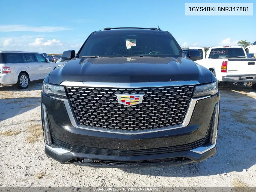 2022 Cadillac Escalade 4Wd Premium Luxury VIN: 1GYS4BKL8NR347881 Lot: 40506328