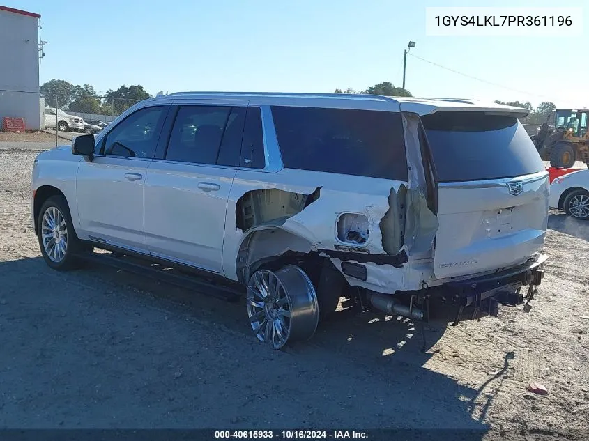 2023 Cadillac Escalade Esv 4Wd Premium Luxury VIN: 1GYS4LKL7PR361196 Lot: 40615933