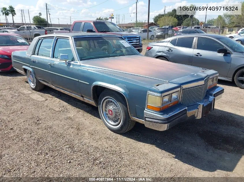 1986 Cadillac Fleetwood Brougham VIN: 1G6DW69Y4G9716324 Lot: 40817684