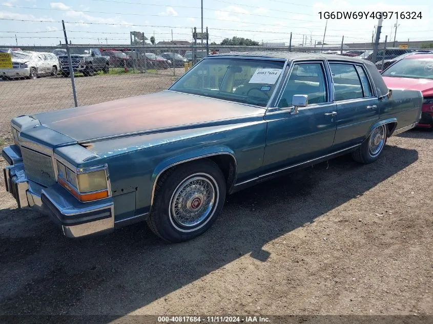 1986 Cadillac Fleetwood Brougham VIN: 1G6DW69Y4G9716324 Lot: 40817684