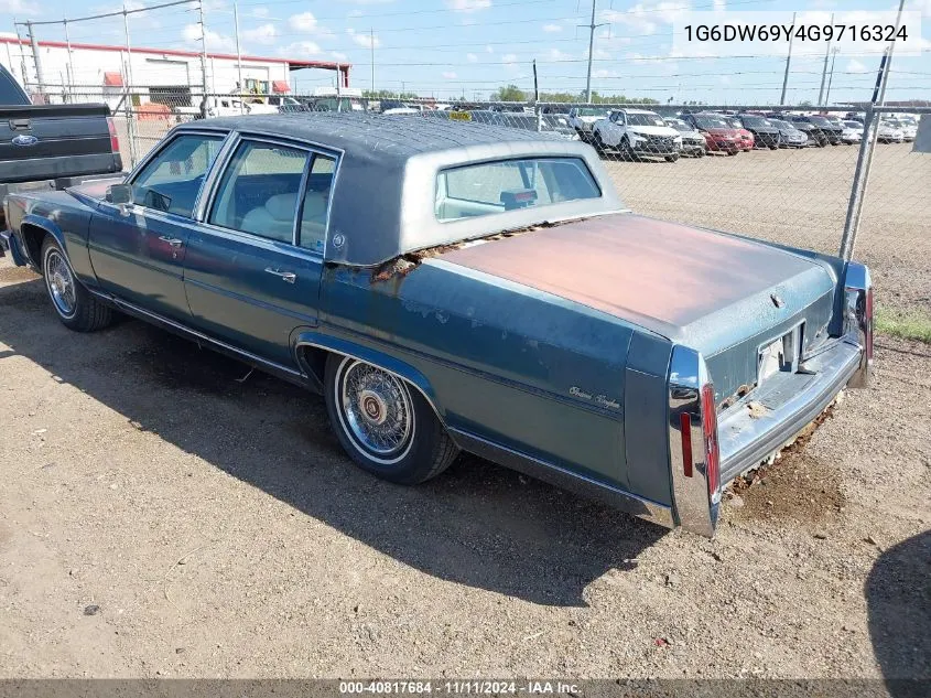 1986 Cadillac Fleetwood Brougham VIN: 1G6DW69Y4G9716324 Lot: 40817684