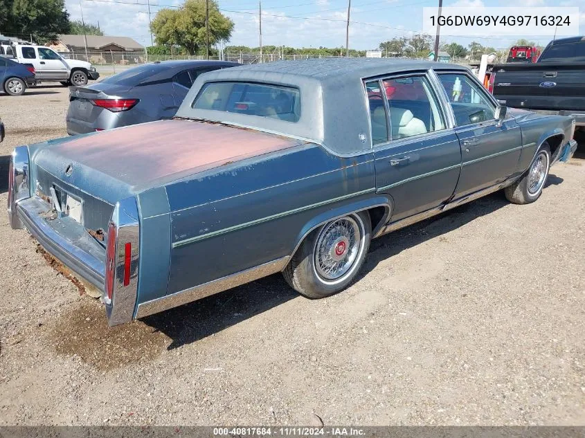 1986 Cadillac Fleetwood Brougham VIN: 1G6DW69Y4G9716324 Lot: 40817684