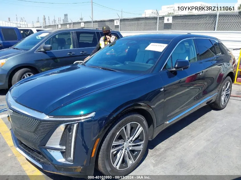 1GYKPRRK3RZ111061 2024 Cadillac Lyriq Luxury W/1Sd