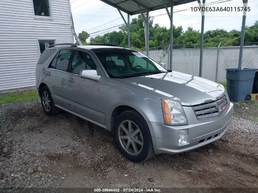 2004 Cadillac Srx V8 VIN: 1GYDE63A640115745 Lot: 39946502