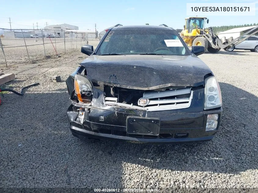 2008 Cadillac Srx V8 VIN: 1GYEE53A180151671 Lot: 40260612