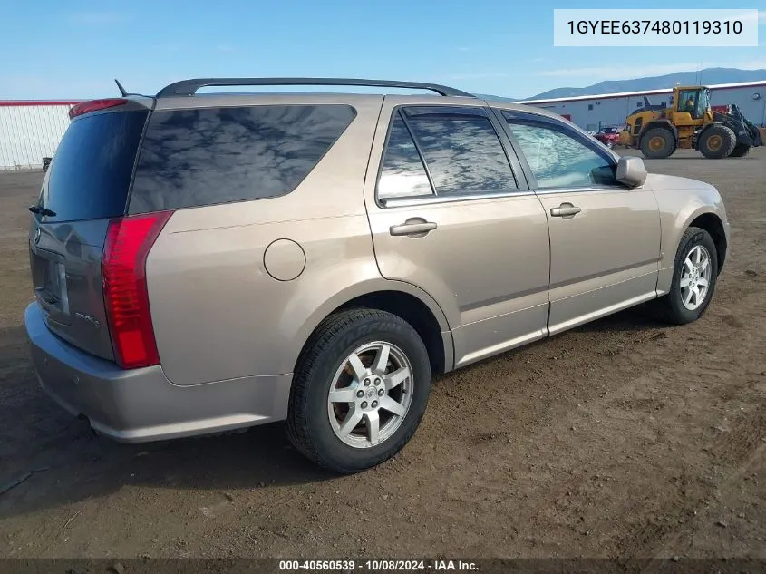 2008 Cadillac Srx V6 VIN: 1GYEE637480119310 Lot: 40560539