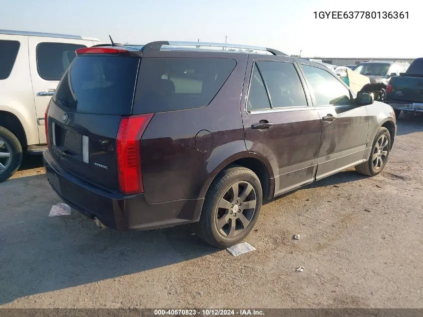 2008 Cadillac Srx V6 VIN: 1GYEE637780136361 Lot: 40570823