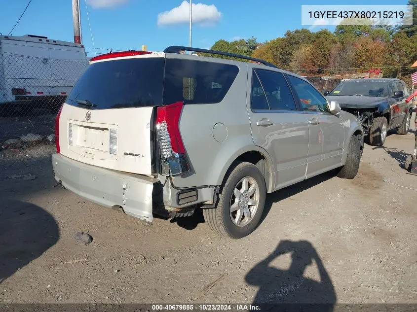 2008 Cadillac Srx V6 VIN: 1GYEE437X80215219 Lot: 40679885