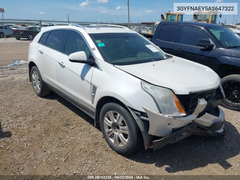 2010 Cadillac Srx Luxury Collection VIN: 3GYFNAEY5AS647322 Lot: 39743238