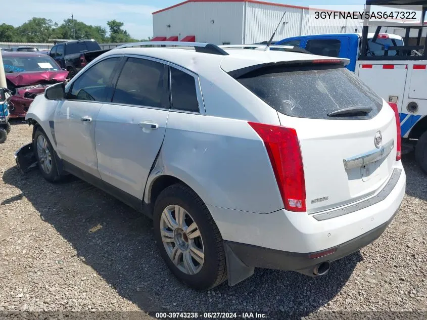 2010 Cadillac Srx Luxury Collection VIN: 3GYFNAEY5AS647322 Lot: 39743238