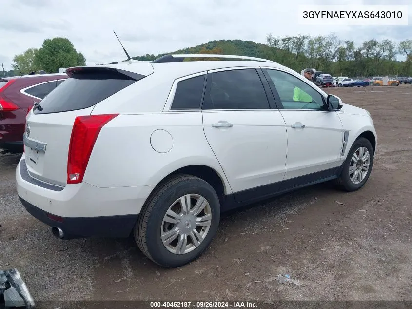 3GYFNAEYXAS643010 2010 Cadillac Srx Luxury Collection