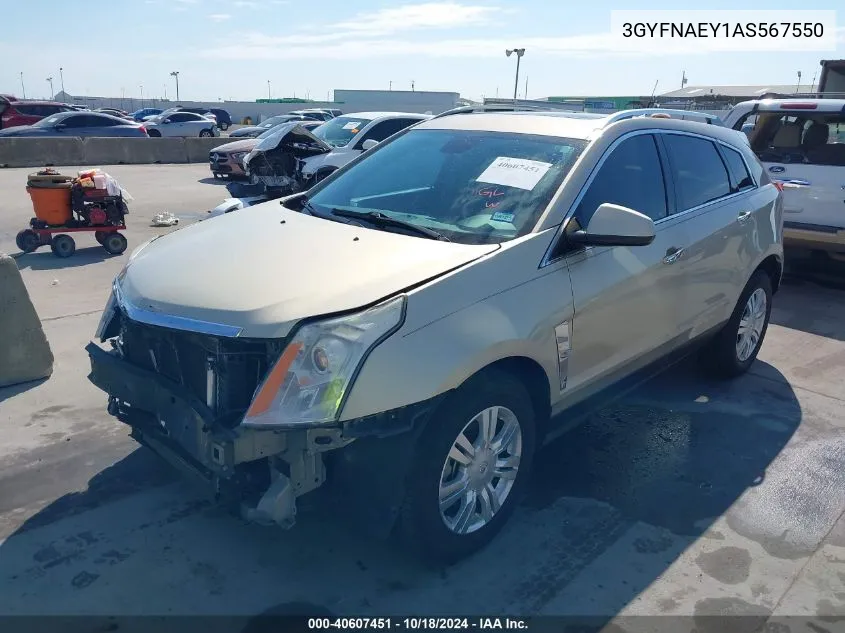 2010 Cadillac Srx Luxury Collection VIN: 3GYFNAEY1AS567550 Lot: 40607451