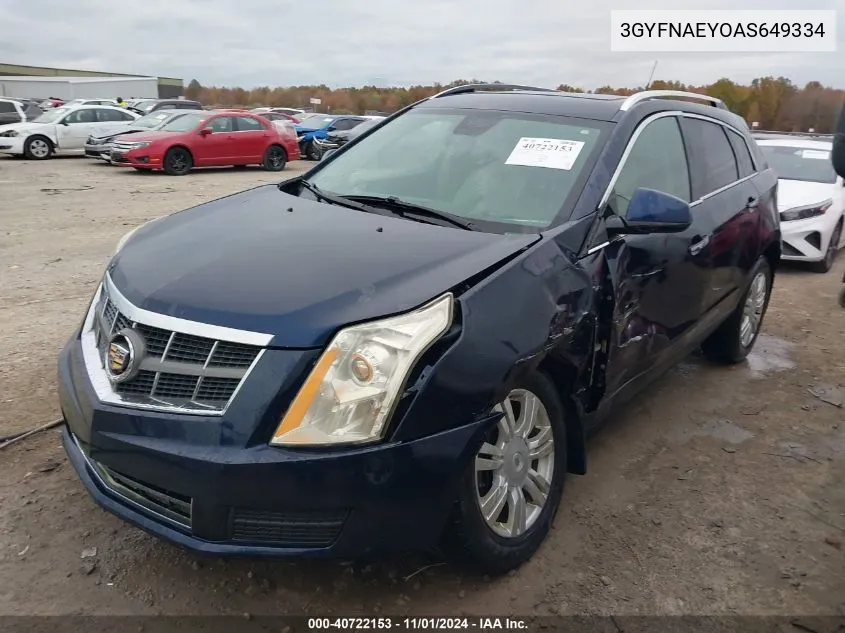 2010 Cadillac Srx Luxury Collection VIN: 3GYFNAEYOAS649334 Lot: 40722153