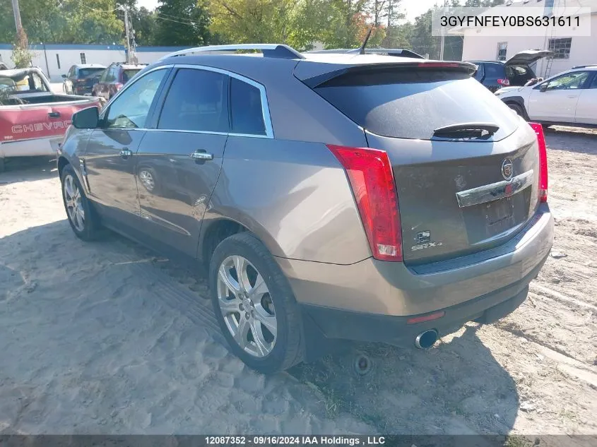 3GYFNFEY0BS631611 2011 Cadillac Srx