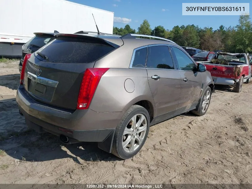 2011 Cadillac Srx VIN: 3GYFNFEY0BS631611 Lot: 12087352