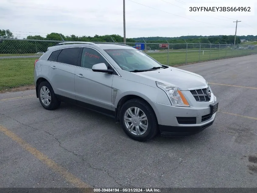 2011 Cadillac Srx Luxury Collection VIN: 3GYFNAEY3BS664962 Lot: 39484194