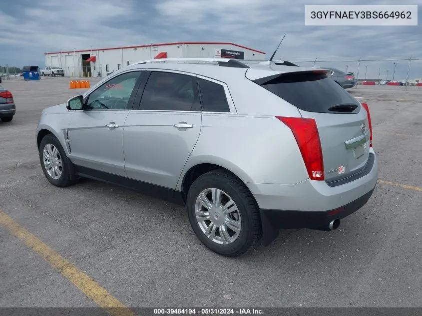 3GYFNAEY3BS664962 2011 Cadillac Srx Luxury Collection